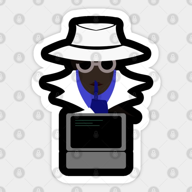 Lady White Shush (Afro W/Computer): A Cybersecurity Design Sticker by McNerdic